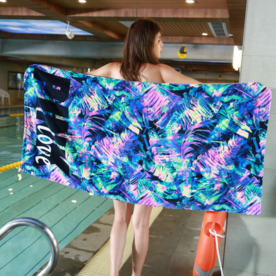 購入 70x140cm エッジ・トゥ・エッジ プリント 100% コットン ビーチ・タオル On Beach online manufacture