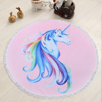 Buy Customize Microfiber Large Round Beach Towel Soft Touch With Tassels online manufacture
