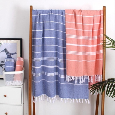 Beli Tassel Beach Towel Ringan Custom Turkish Cotton Beach Towel Hipoallergenic online manufacture