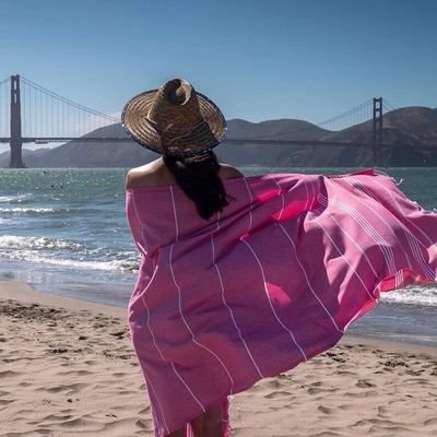 Buy Custom 100 % Cotton Beach Towel With Tassels Soft Touch Antibacterial Washable online manufacture