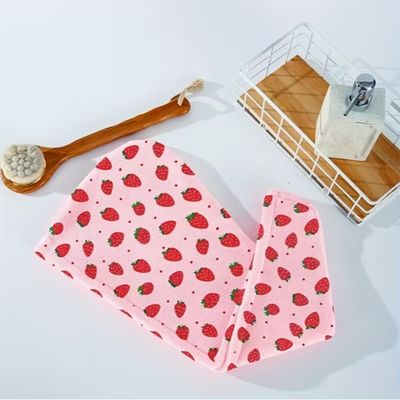 Beli Handuk Pengering Rambut Microfiber Anti-Kusut Cepat Kering Ultra-Lembut dengan Desain Stroberi Lucu online manufacture