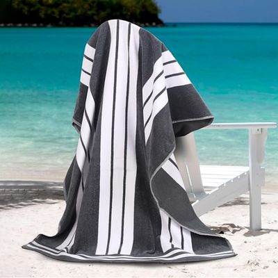 satın al Striped Nautical Design Beach Towel - 100% Cotton Velour Blanket for Pool and Seaside online manufacture