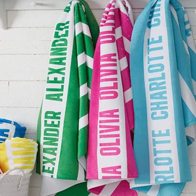 खरीदें Custom Family Name Beach Towel with Premium Embroidered Reactive Printing for Personalized Luxury online manufacture