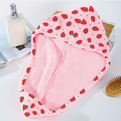 Strawberry Pattern Microfiber Hair Wrap – Quick-Dry, Lightweight & Gentle on Hair