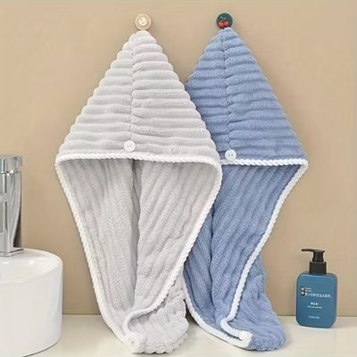 Candy Bar Hair Drying Cap - Super Absorbent Microfiber Towel with Coral Fleece Material and Comfortable Elastic Design in Customizable Sizes