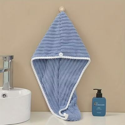Customizable Size Coral Fleece Microfiber Towel Cap with High Absorption for Quick Dry Hair Care