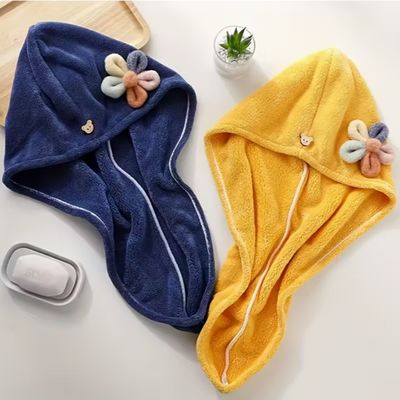 Quick-Dry Floral Coral Fleece Hair Towel with Customizable Size and Weight for Gentle Drying