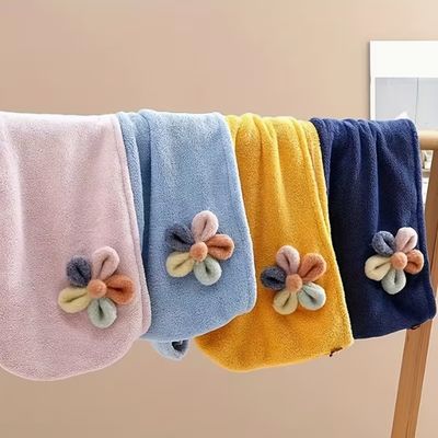 Ultra Soft Floral Coral Fleece Hair Wrap Towel - Customizable Size and Weight for Gentle Hair Care