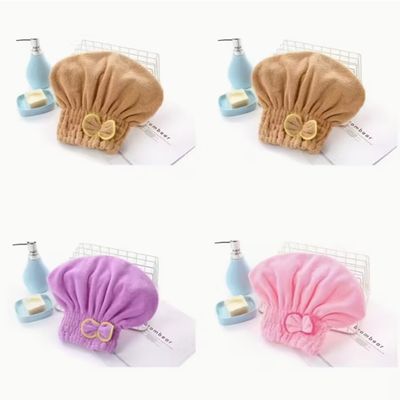 Customizable Size Microfiber Hair Towel with Sweet Bow Accent and Premium Coral Fleece Material