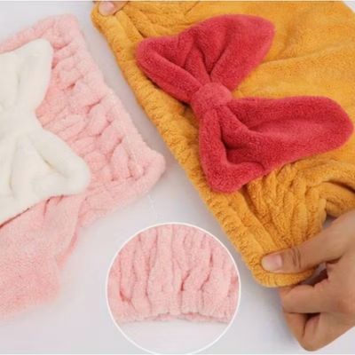 Cute Bow Hair Turban – Microfiber, Quick-Drying & Gentle on Hair