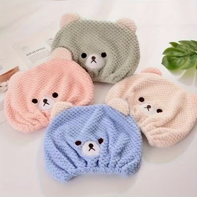 Cute Bear Cartoon Quick-Dry Hair Towel Wrap – Soft, Absorbent & Adorable Design