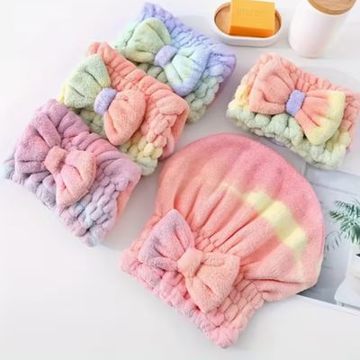 Fluffy Bow Hair Towel Wrap – Super Absorbent & Soft for Women