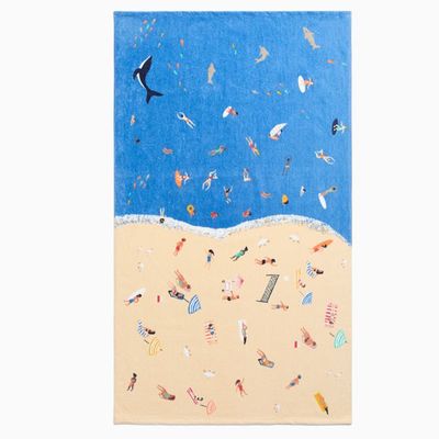 GOTS-Certified Organic Cotton Beach Towel with Velour and 400gsm for Eco-Friendly Luxury