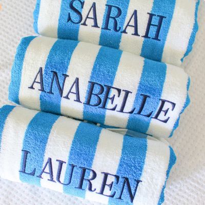 600 GSM Family Monogrammed Beach Towel Set with Individual Initials for Coordinated Beach Style