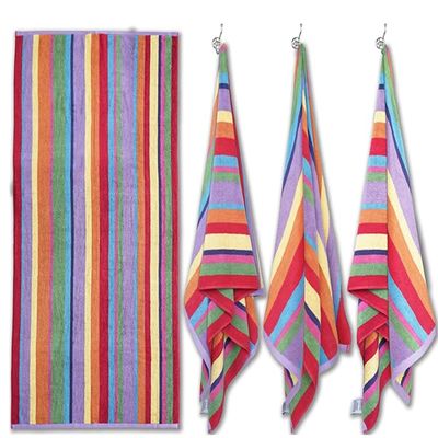 Designer Beach Towels with Colorful Stripes for Luxurious Resort, Poolside, and Coastal Comfort