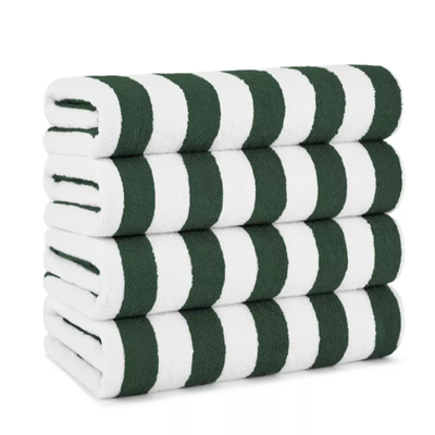 Coastal Stripe Yarn-Dyed Beach Towel: Soft, Absorbent, and Quick-Drying Large Cabana Towel with Customizable Size