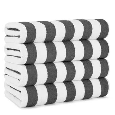 Quick-Dry Beach Towel with High-Visibility Yarn-Dyed Stripes and Chlorine-Resistant Yarn-Dyed Technic