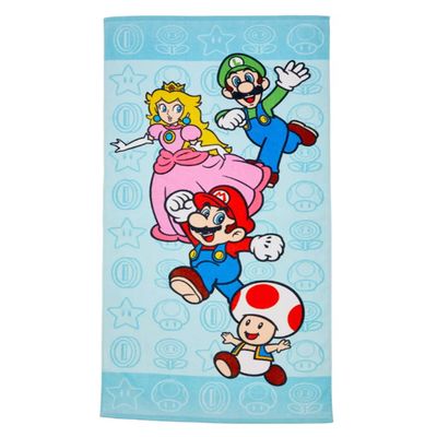 Super Mario Beach Towel with Quick-Dry Polyester and Reactive Printing for Kids and Travel