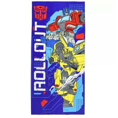 Transformers Beach Towel with Optimus Prime and Bumblebee Design - Premium Velour 30x60 Inches Officially Licensed
